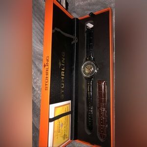 Sturhling Original Watch with Black Leather Band